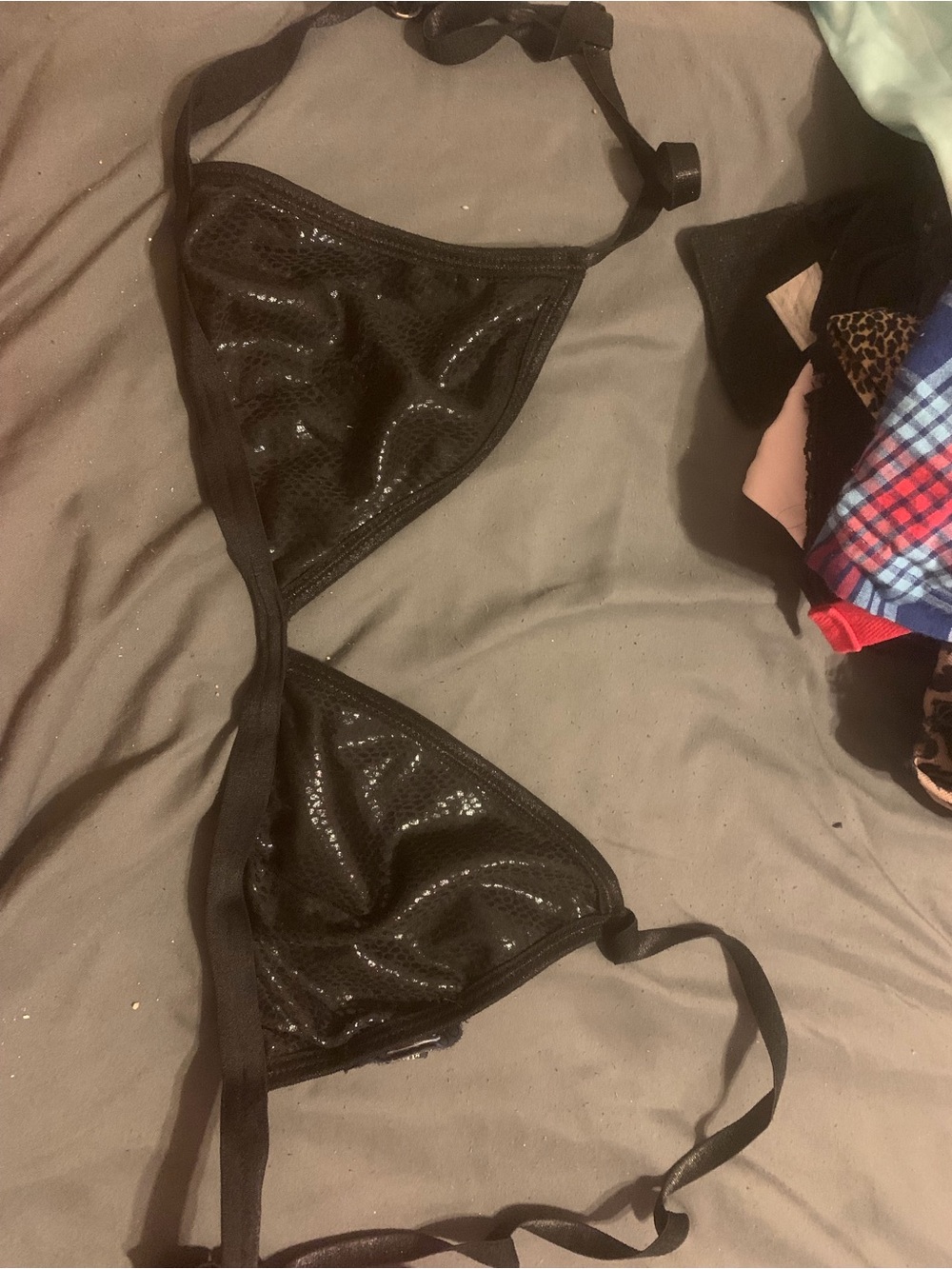 Current mood snakeskin Sheer Triangle Bralette - Black
